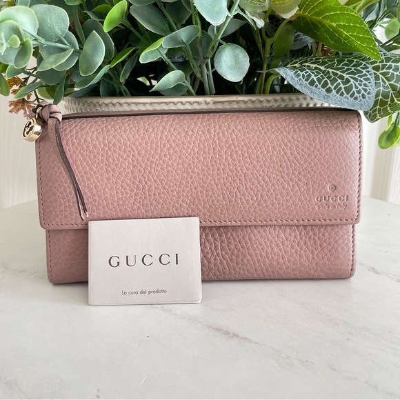 Gucci Handbags - GUCCI  Old Rose Leather Bree Continental Wallet